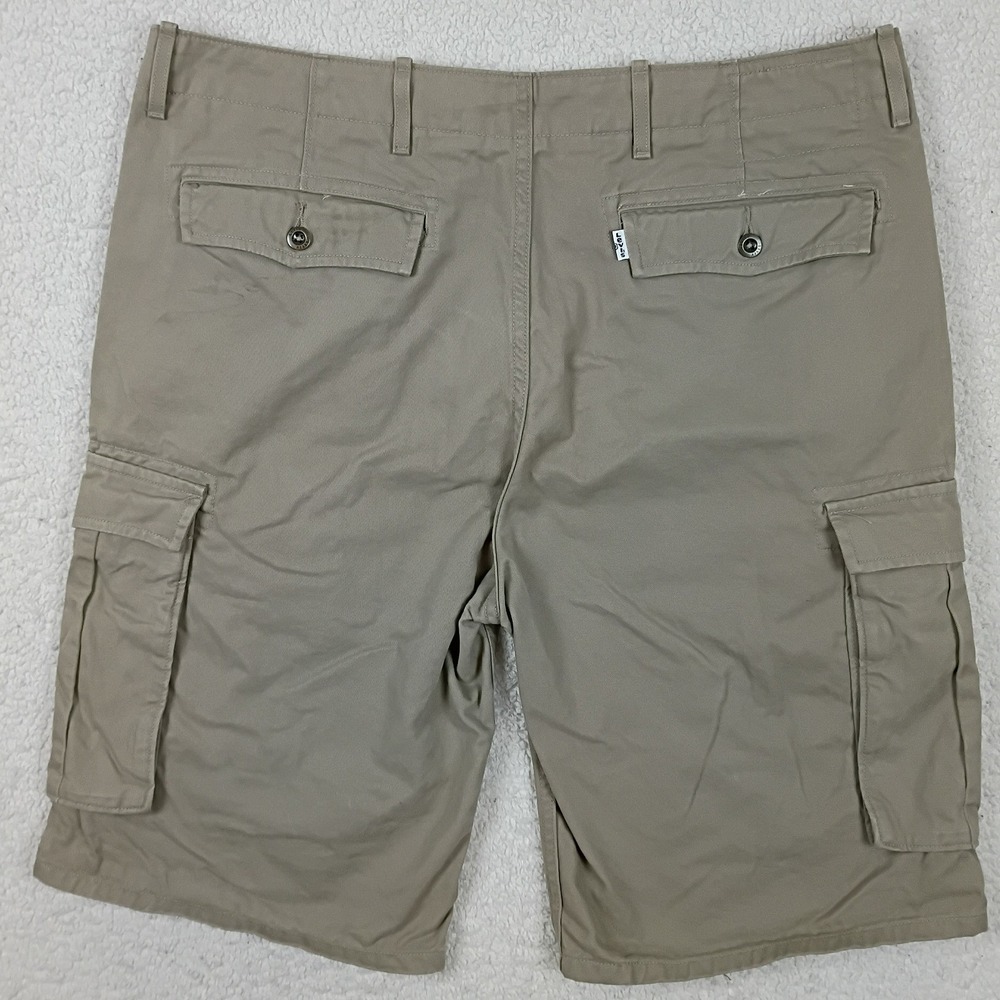 Levis Cargo Shorts Men 36 Tan Khaki Flat Front‎ Cotton Twill Casual Outdoor